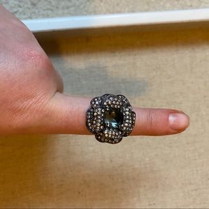 Jeweled Rose Adjustable Ring